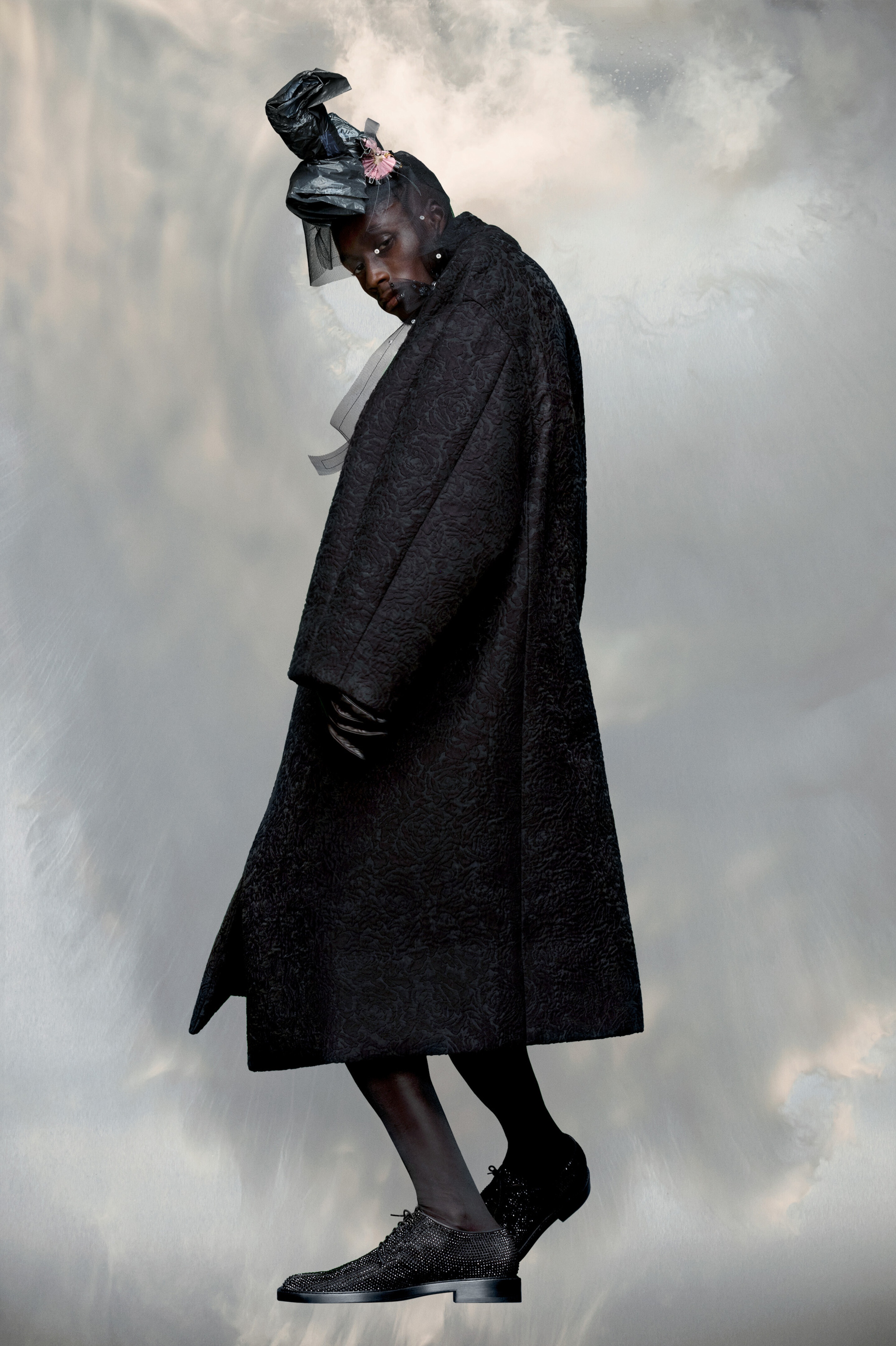 Cloqué flower oversized coat - 3