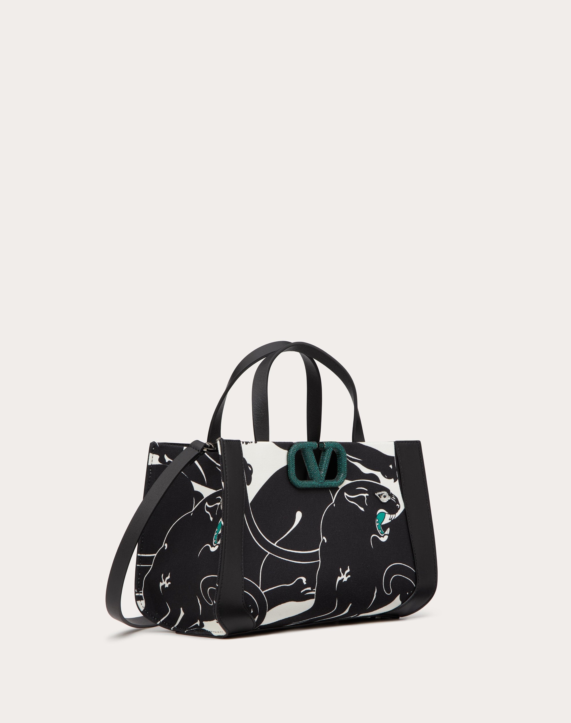 VALENTINO GARAVANI ESCAPE SMALL CANVAS HANDBAG WITH PANTHER PRINT - 3