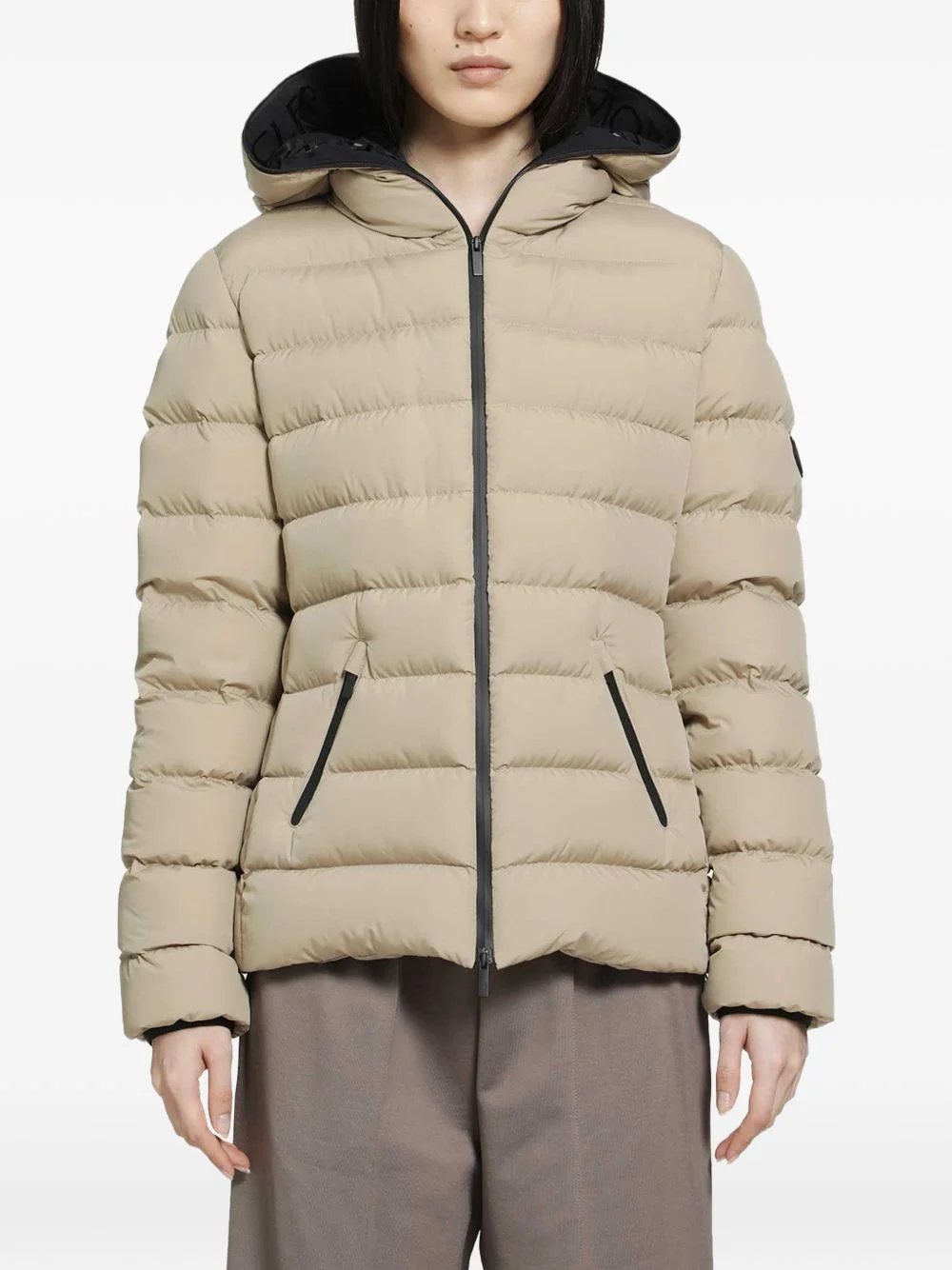 padded logo-patch jacket - 1