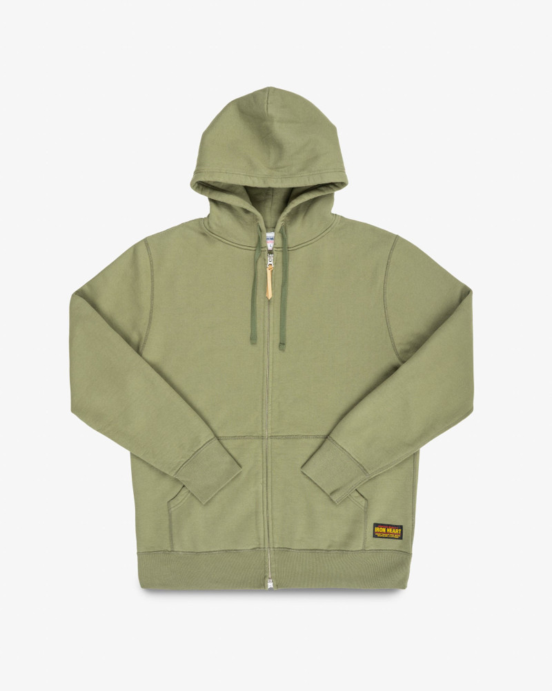 14OZ ULTRA HEAVYWEIGHT LOOPWHEEL COTTON ZIP UP HOODIE - OLIVE 1