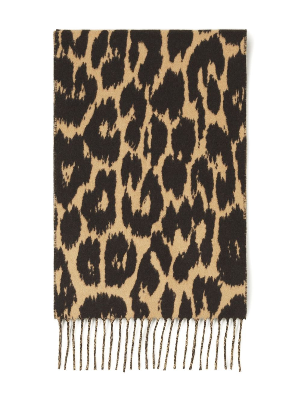 leopard-print fringed scarf - 4
