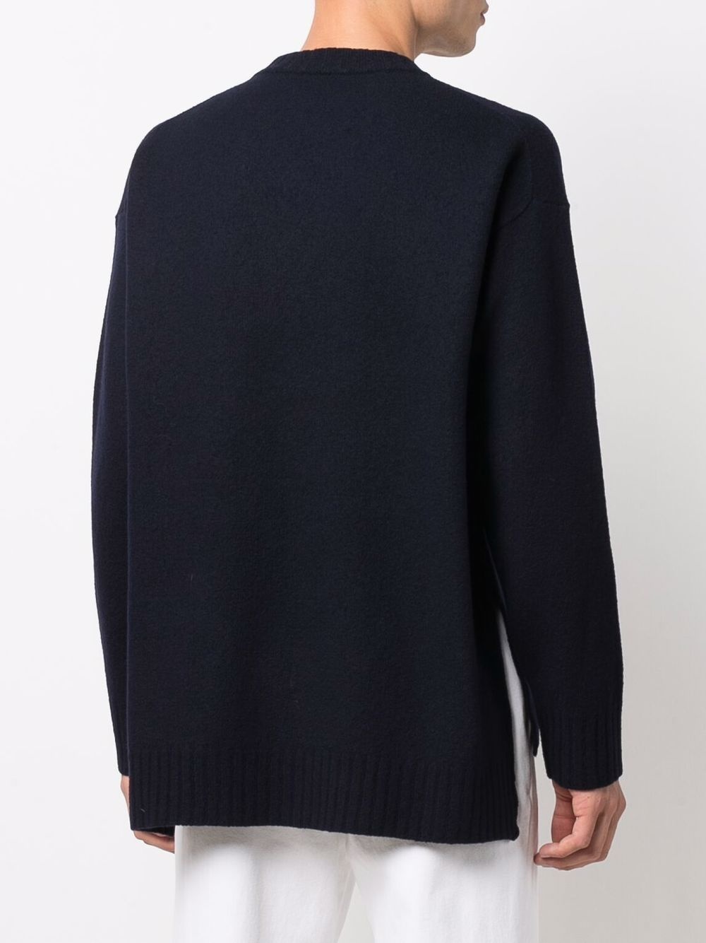 step-hem knitted crew-neck jumper - 4