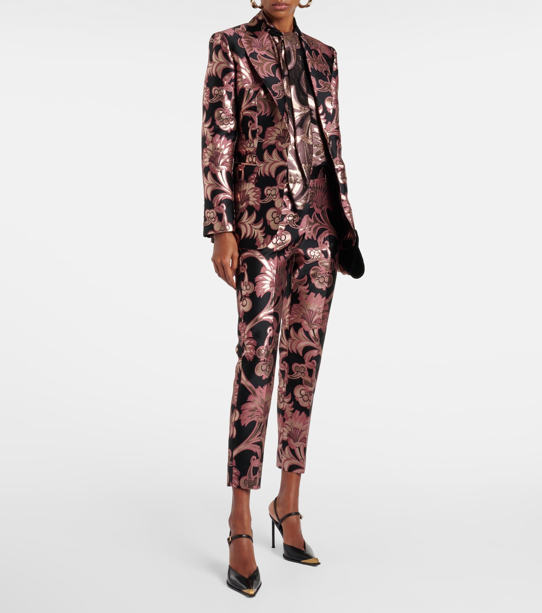Floral jacquard suit pants - 2