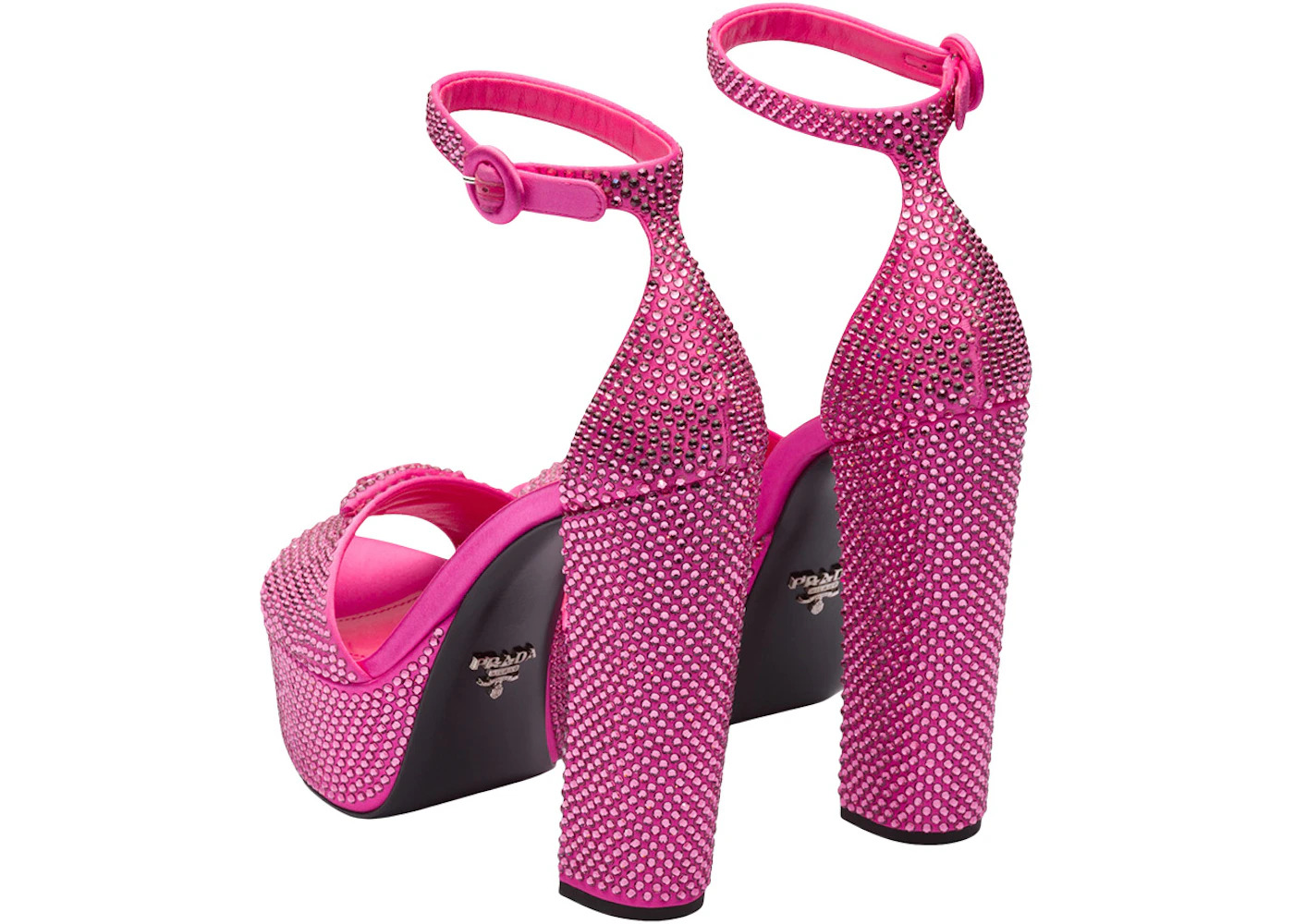 Prada 135mm Crystal Platform Sandals Begonia Pink Satin - 4