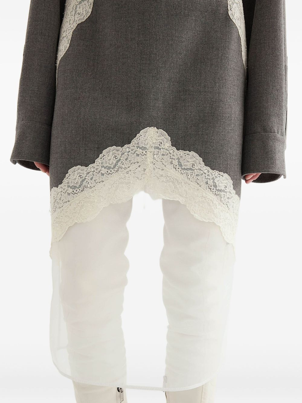 lace-trimmed layered skirt - 4
