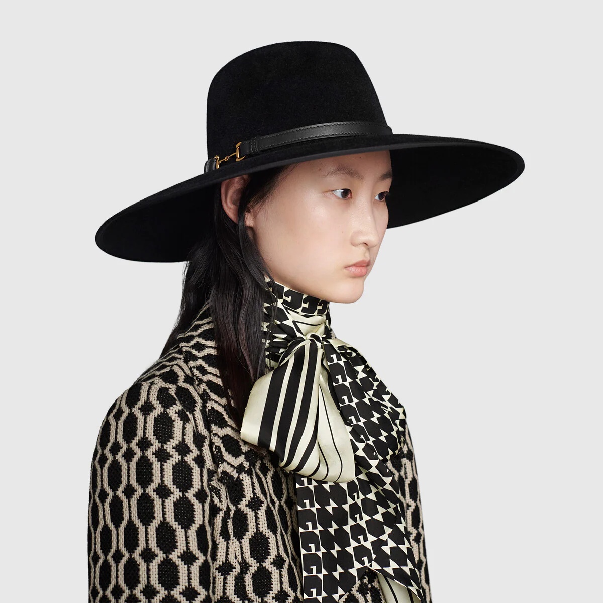 Felt wide brim hat with Horsebit - 5