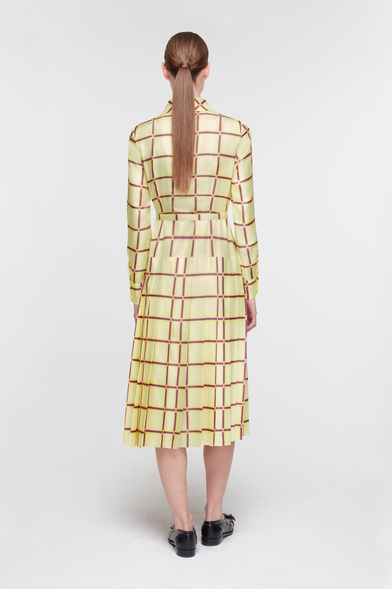 Juul Dress in Lemon, Mustard, & Purple Check Silk Twill 5