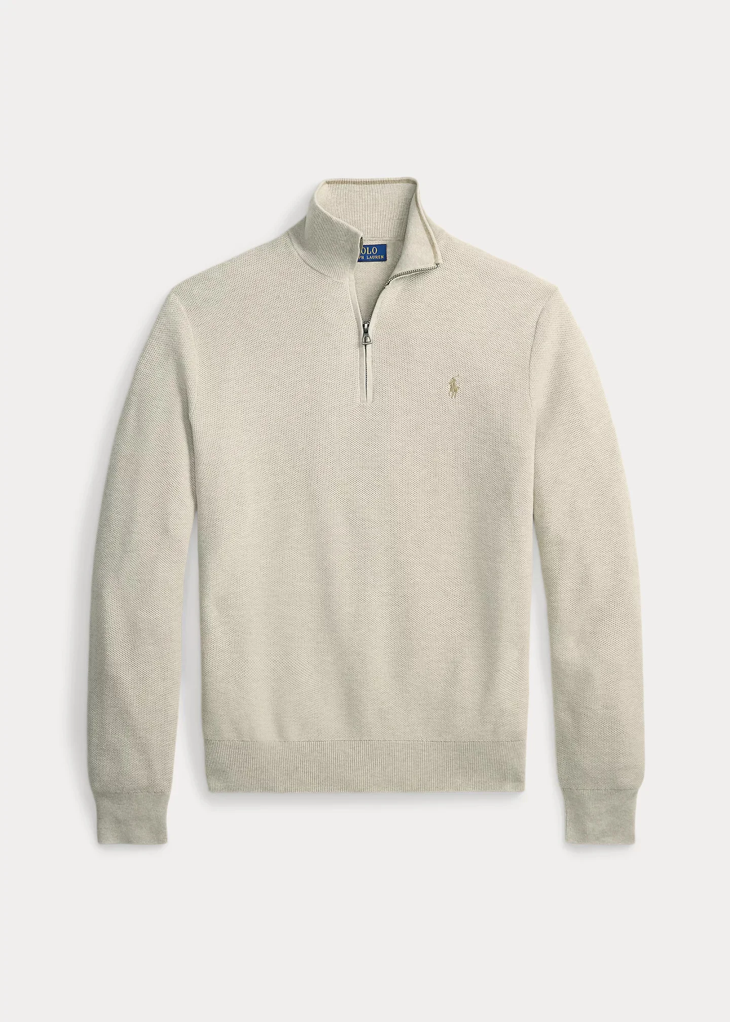 Mesh-Knit Cotton Quarter-Zip Sweater - 1