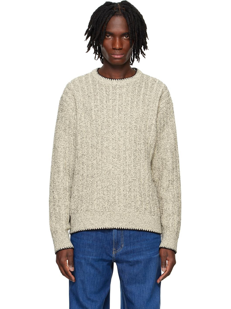 Off-White Round Neck Stitch Knit Sweater 1