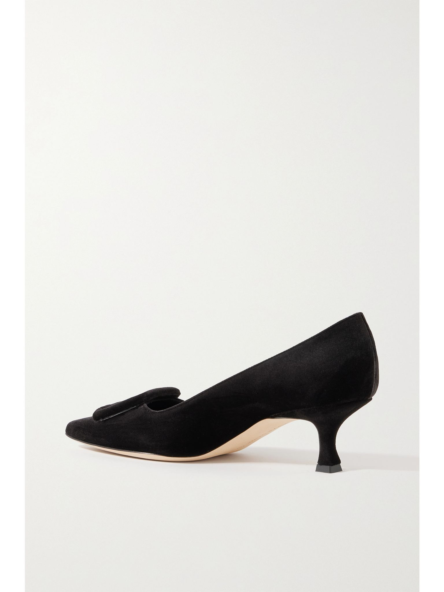 Maysale 50 buckled velvet pumps Black - 3