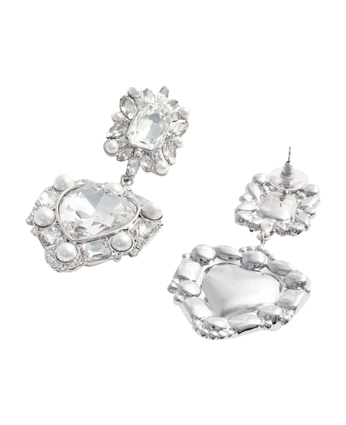 Crystal Pearl Heart Earrings - 2