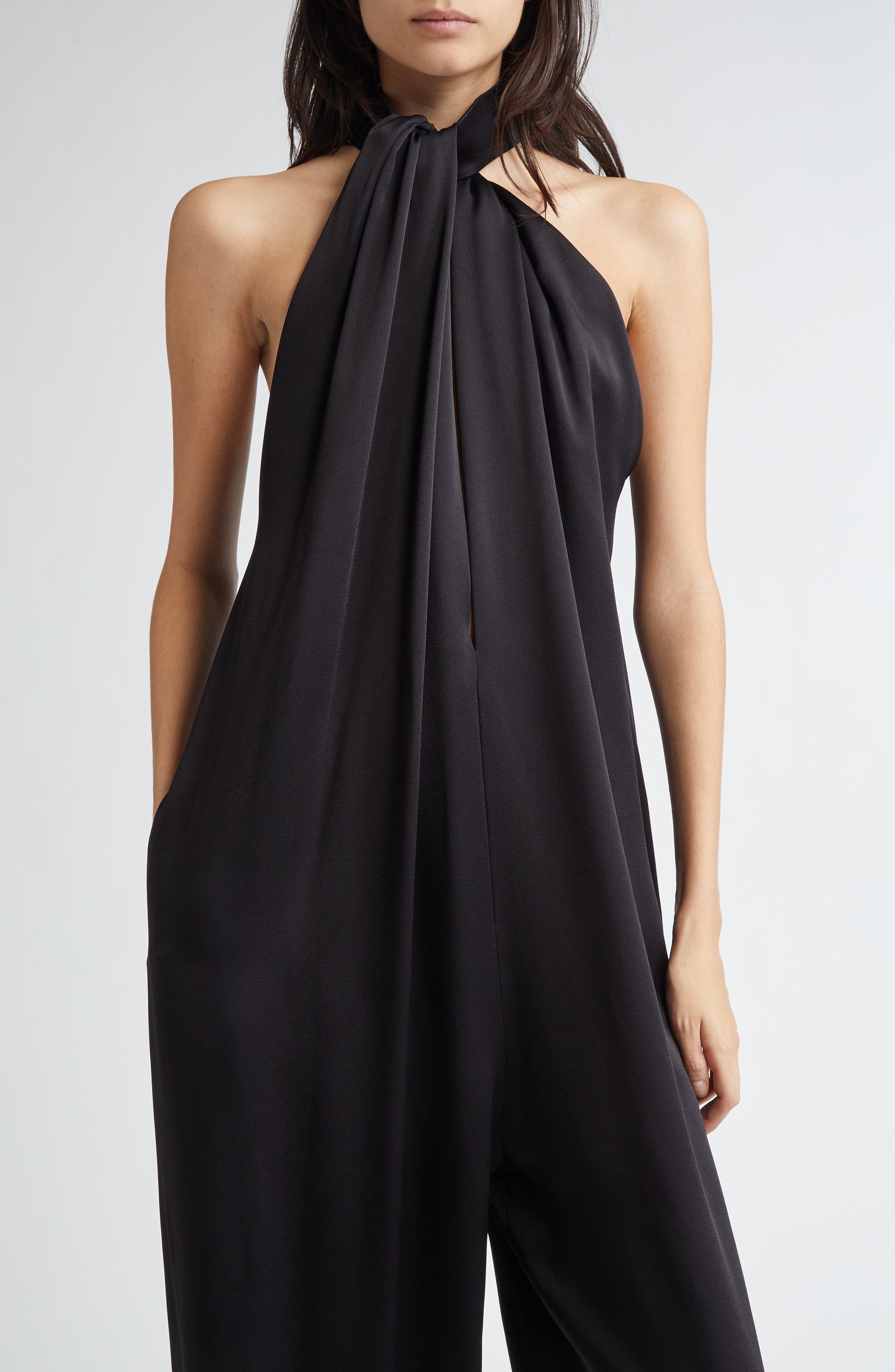 Stella McCartney Envers Satin Jumpsuit in Black at Nordstrom - 4