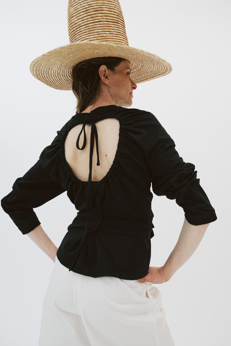 LONGSLEEVE KNOTTED JERSEY TOP BLACK 8