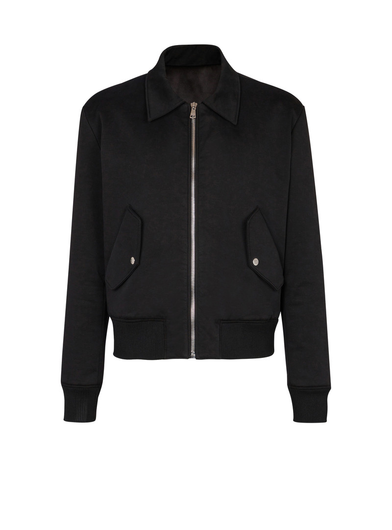 Cotton bomber jacket with vintage Balmain logo 1
