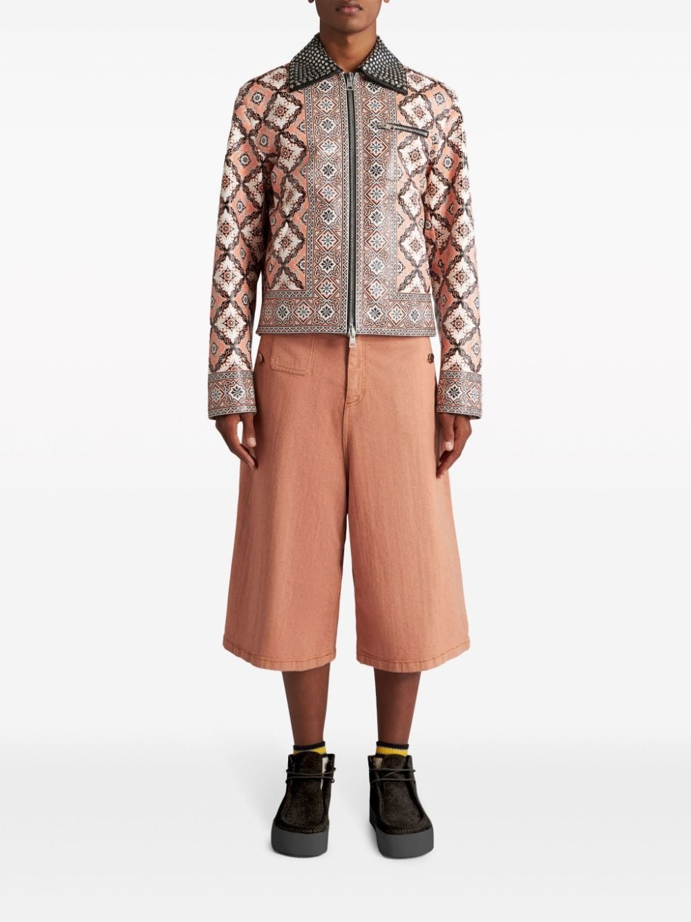 studded printed shirt jacket PRINTED JACKET WITH STUDS - 2