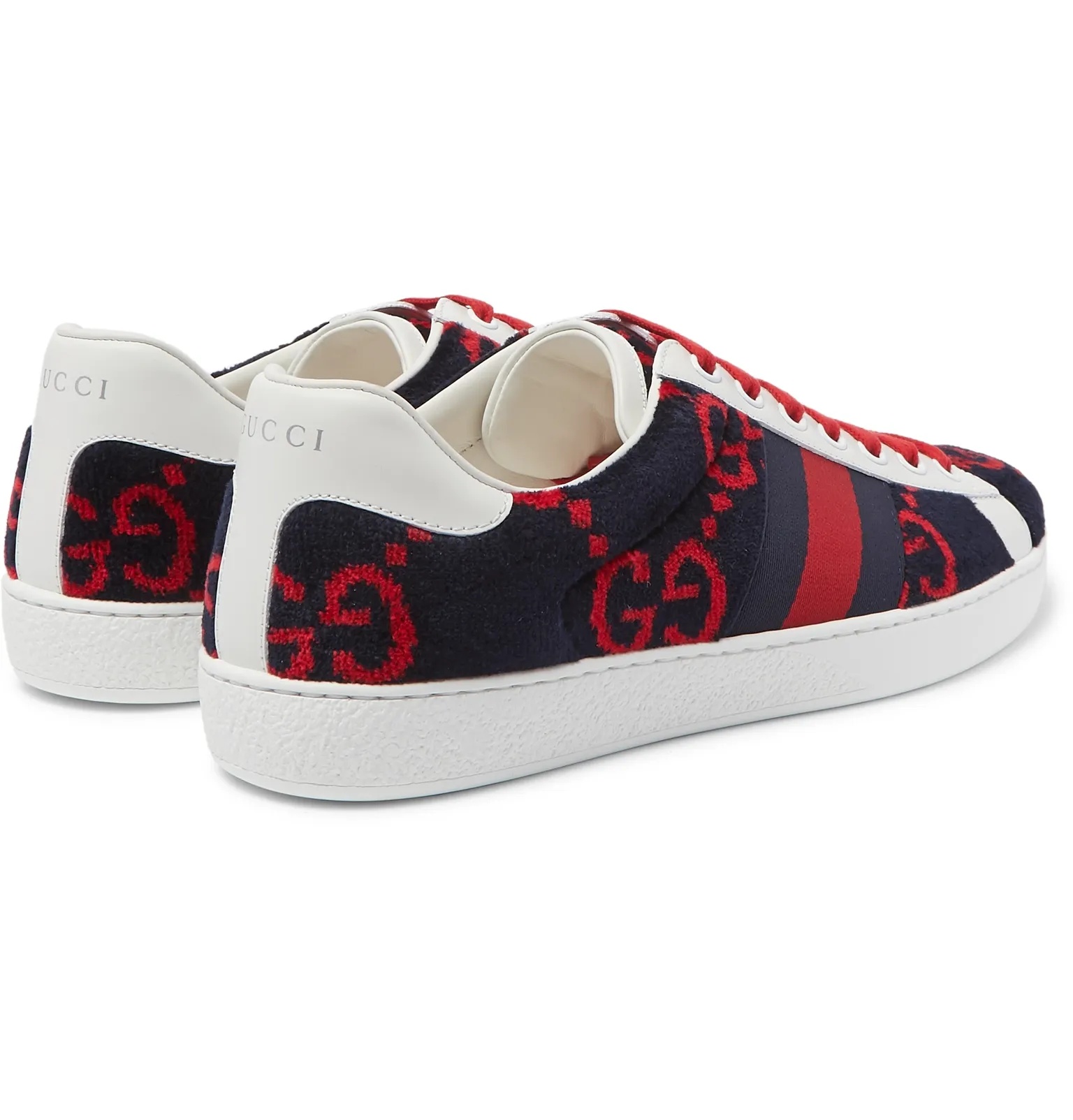 Ace Leather-Trimmed Logo-Print Terry Sneakers - 6