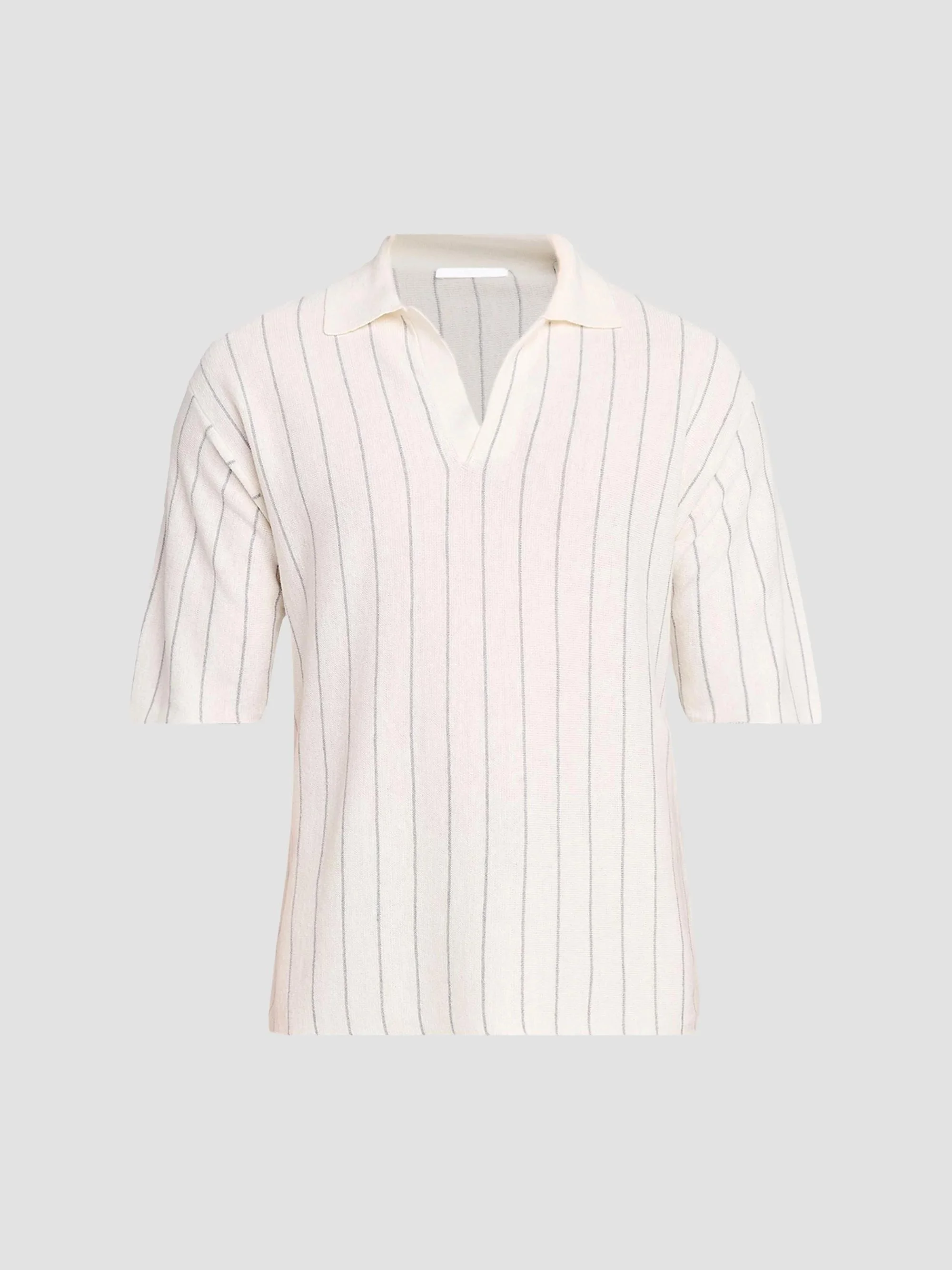 Men's Striped Terry Polo Shirt - White Grey - 1