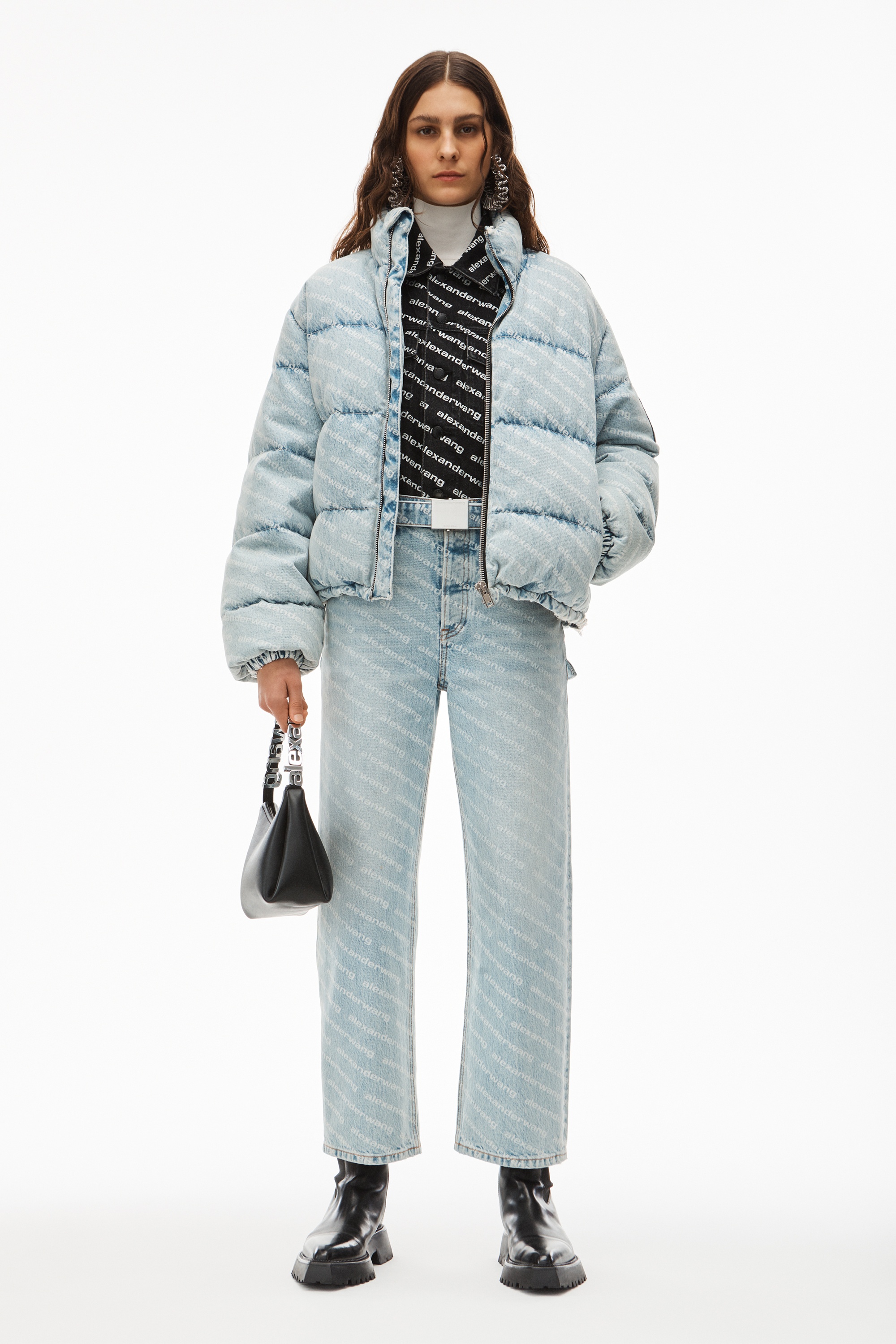 PUFFER JACKET IN LOGO DENIM - 2