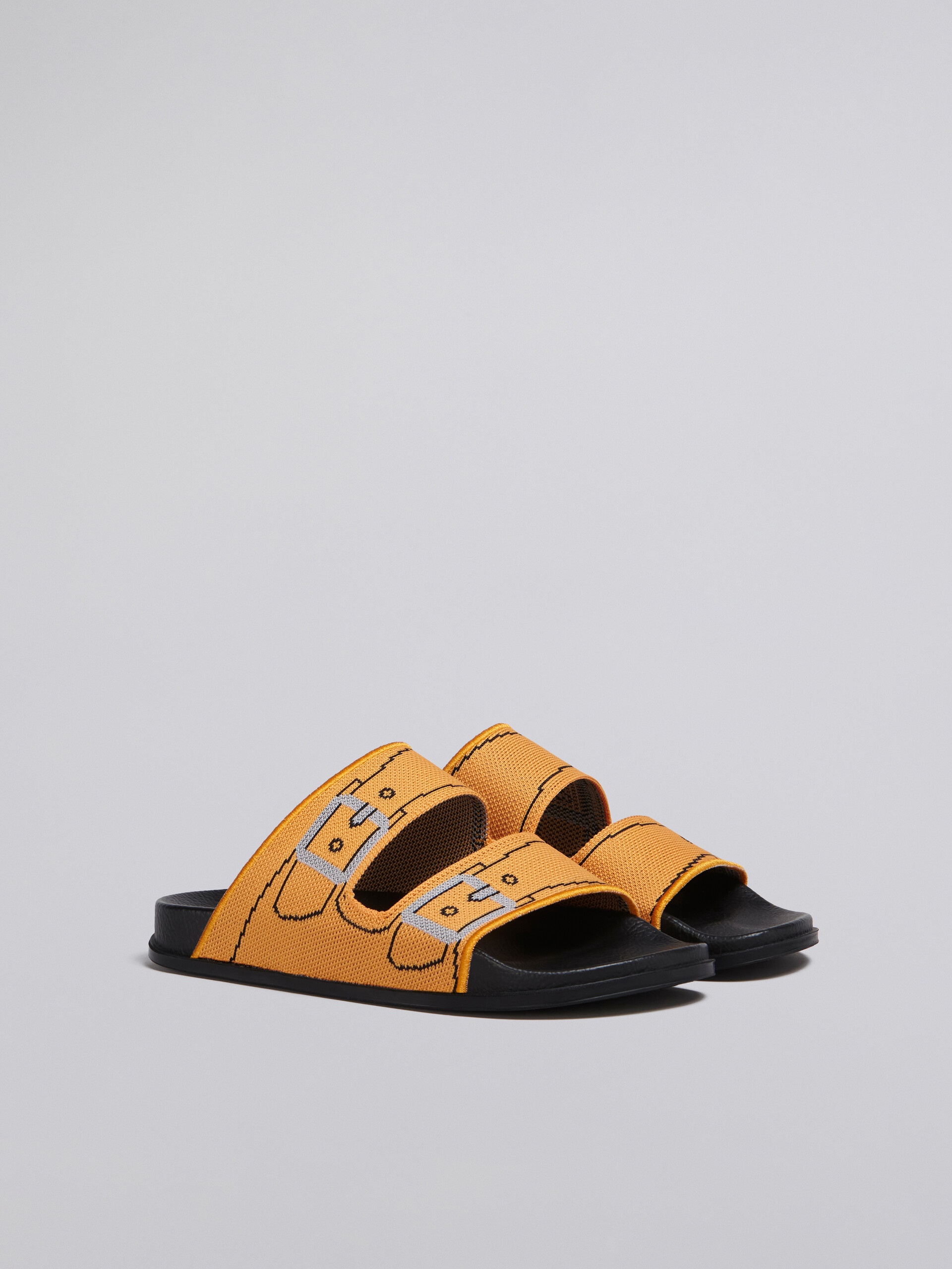 ORANGE TROMPE L'ŒIL JACQUARD TWO-STRAP SLIDE - 2
