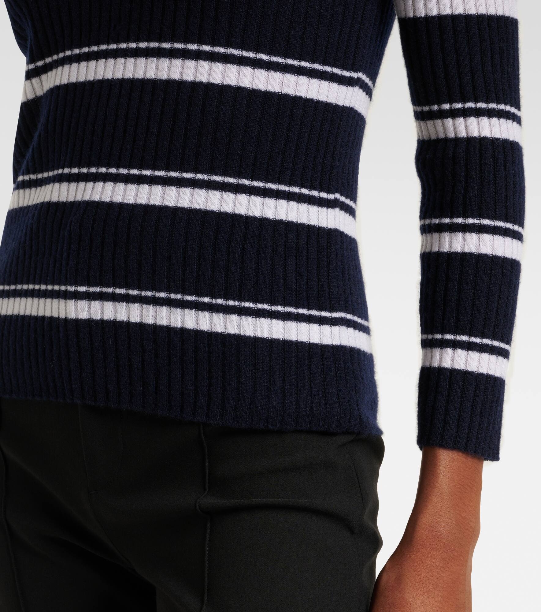Striped cashmere and silk polo sweater - 5