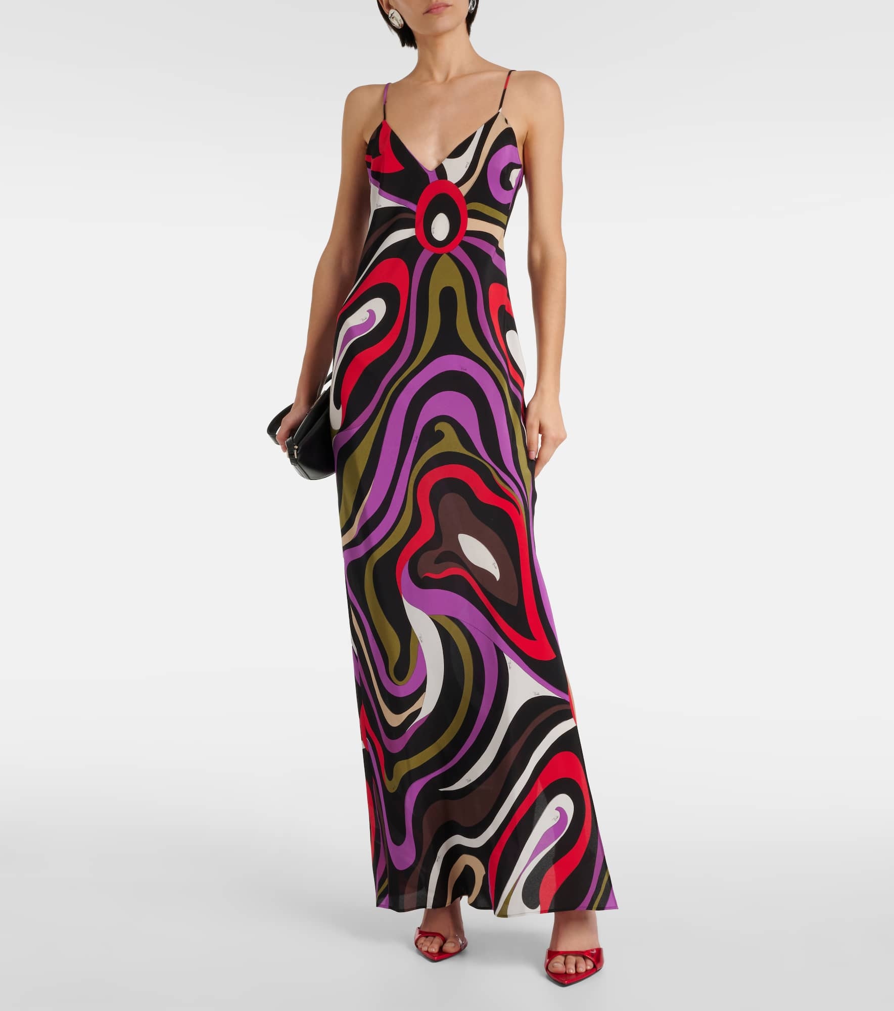 Marmo-print crêpe de chine maxi dress - 2