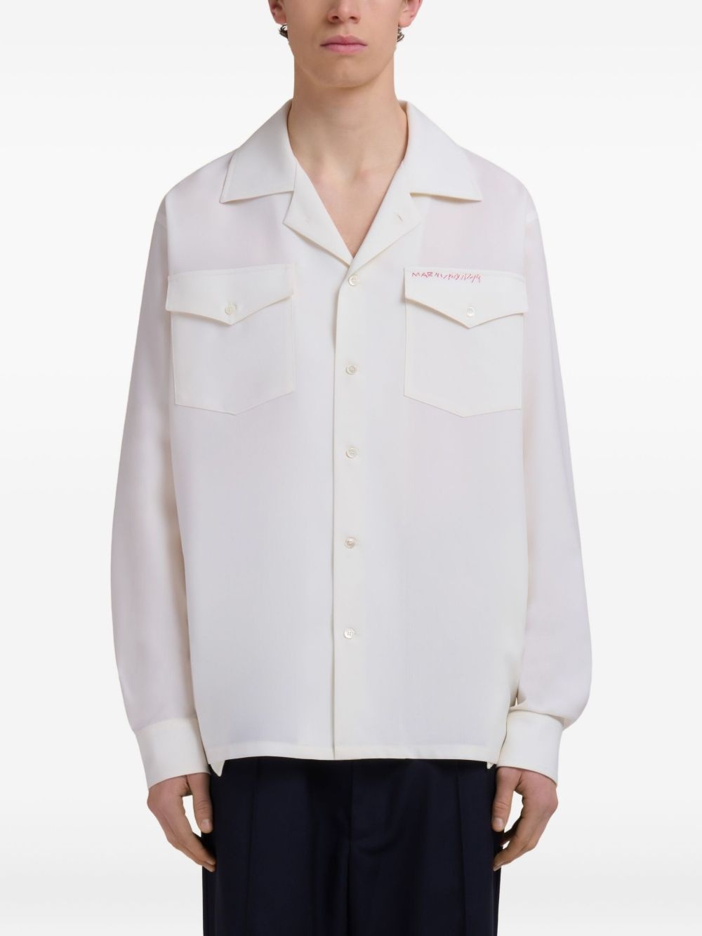 patch pockets button-up shirt - 3