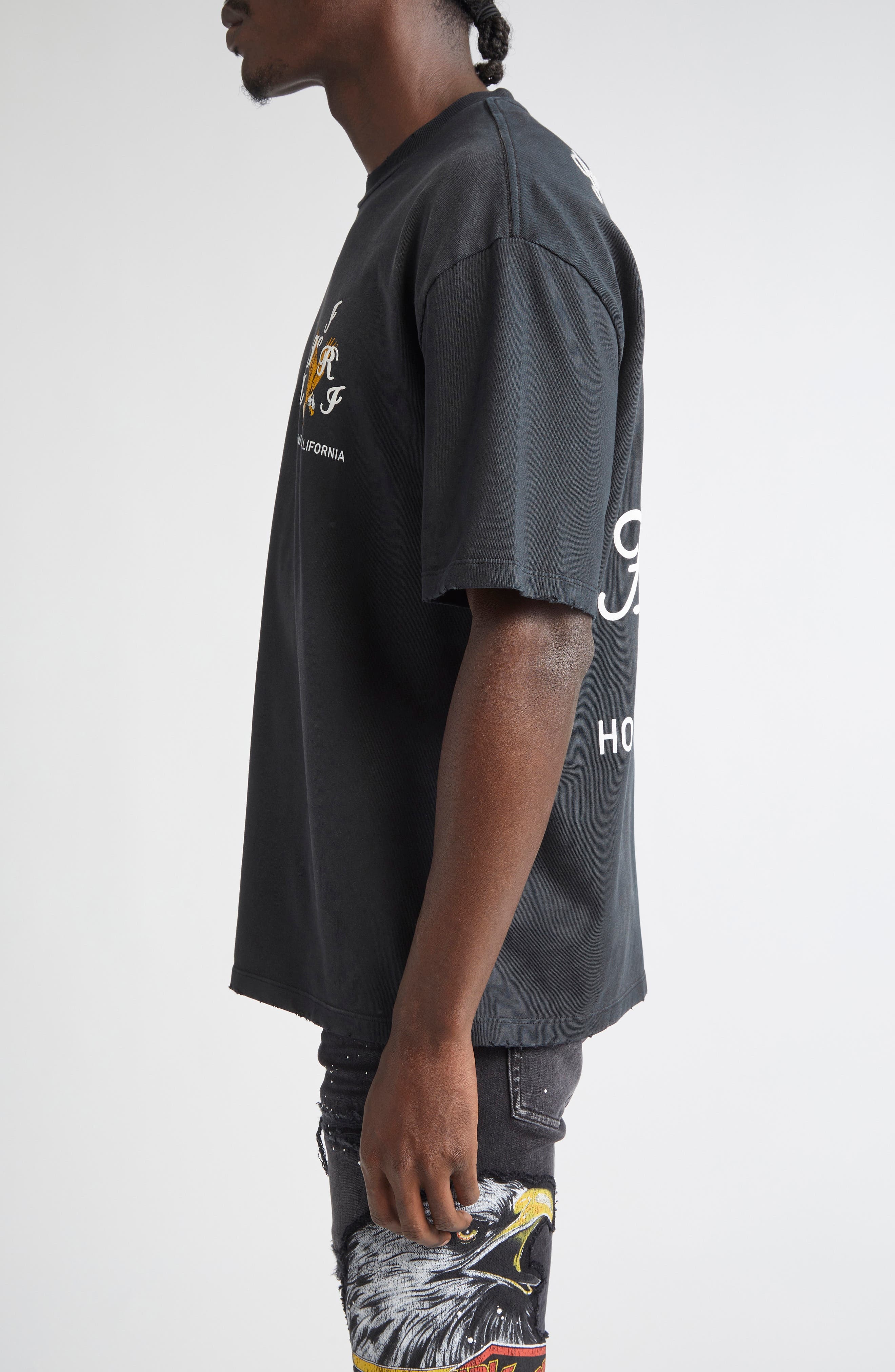 AMIRI Eagle Crystal Embellished Oversize Graphic T-Shirt in Black at Nordstrom - 3