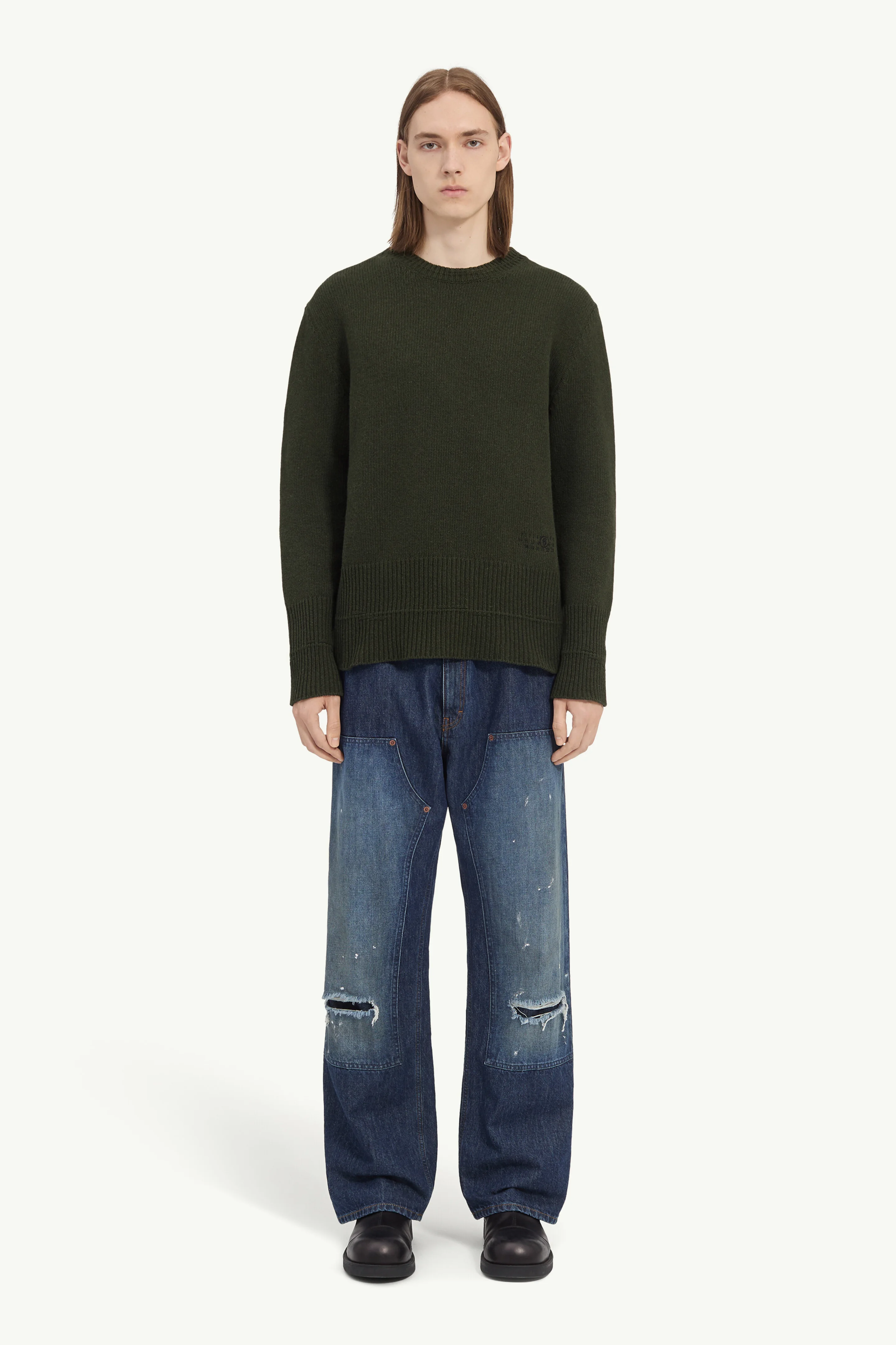 Wool crew neck jumper - 1