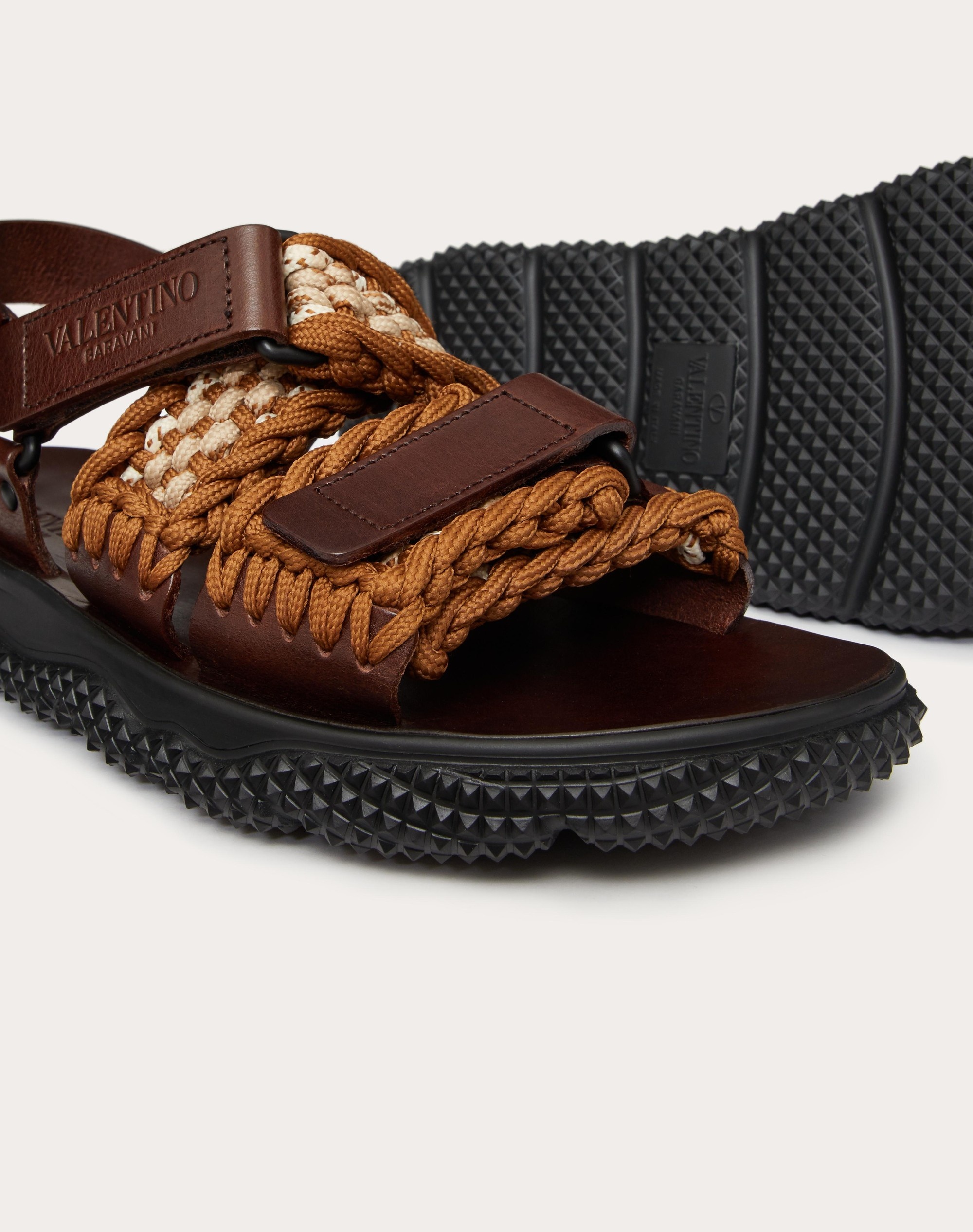 VALENTINO GARAVANI CROCHET SANDAL IN FABRIC AND LEATHER - 5