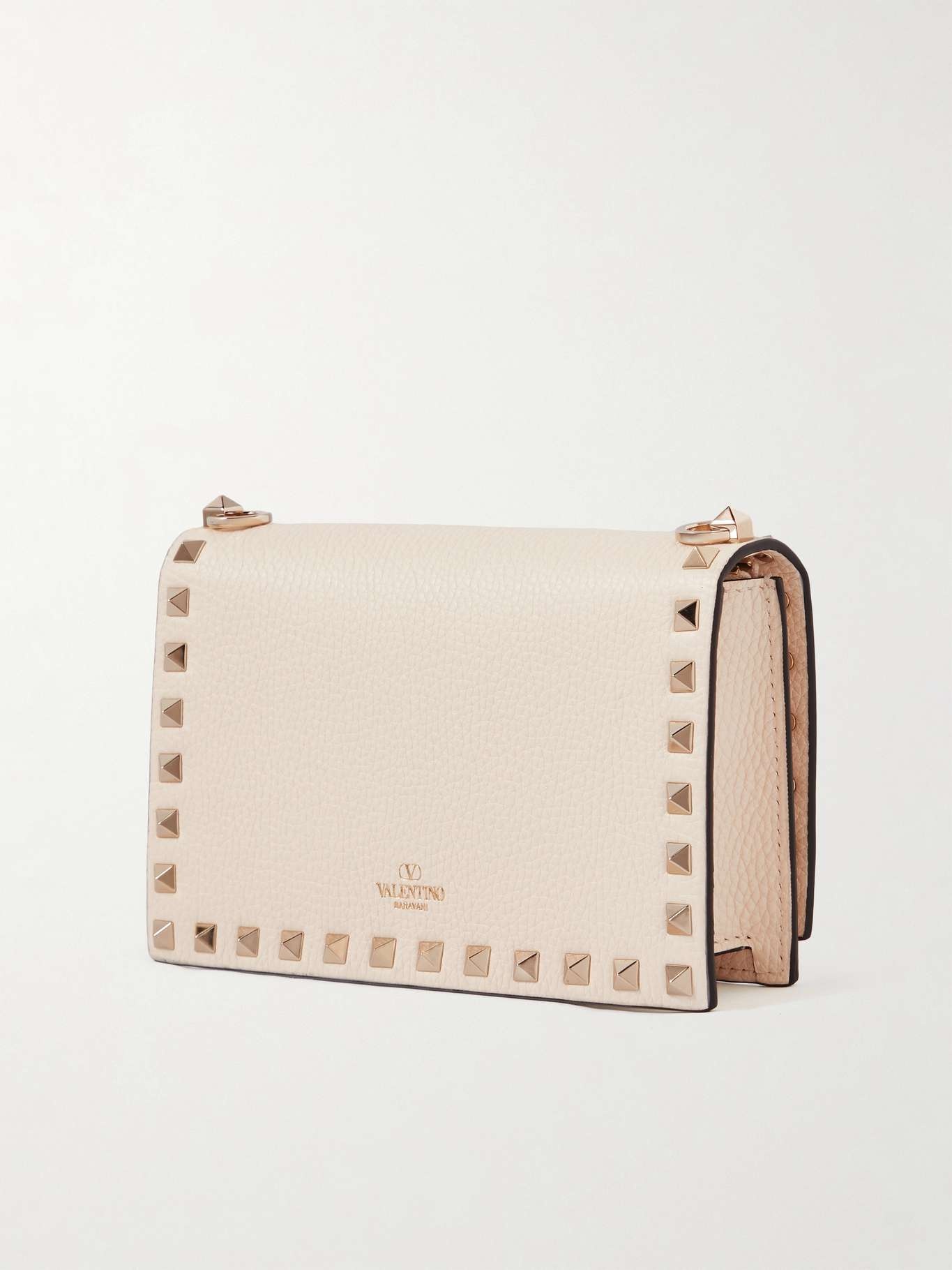 Rockstud textured-leather clutch - 3