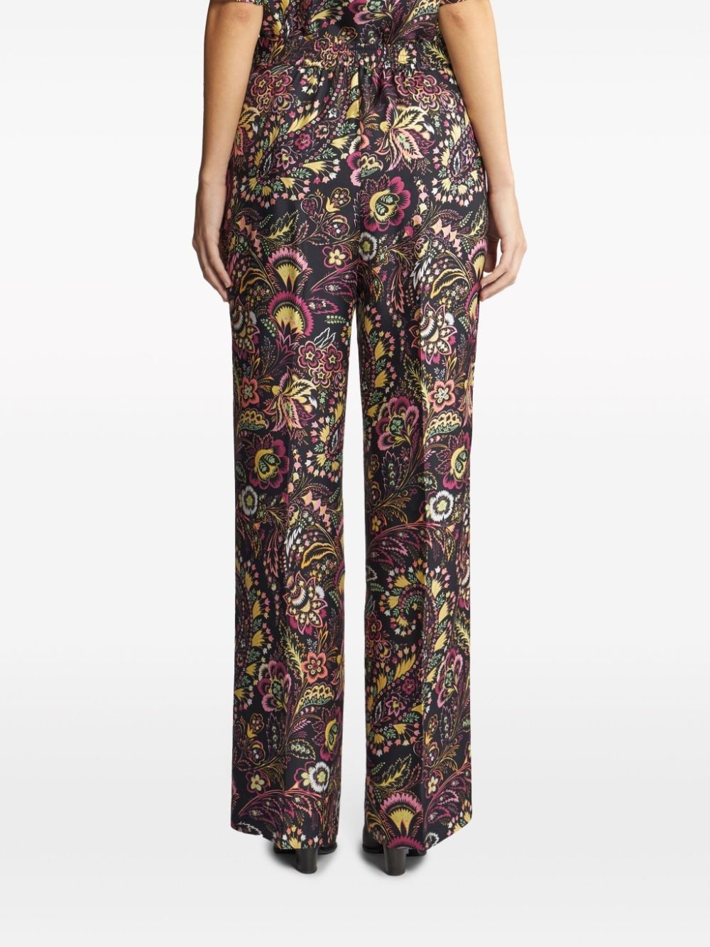 twill-print straight-legged trousers - 4