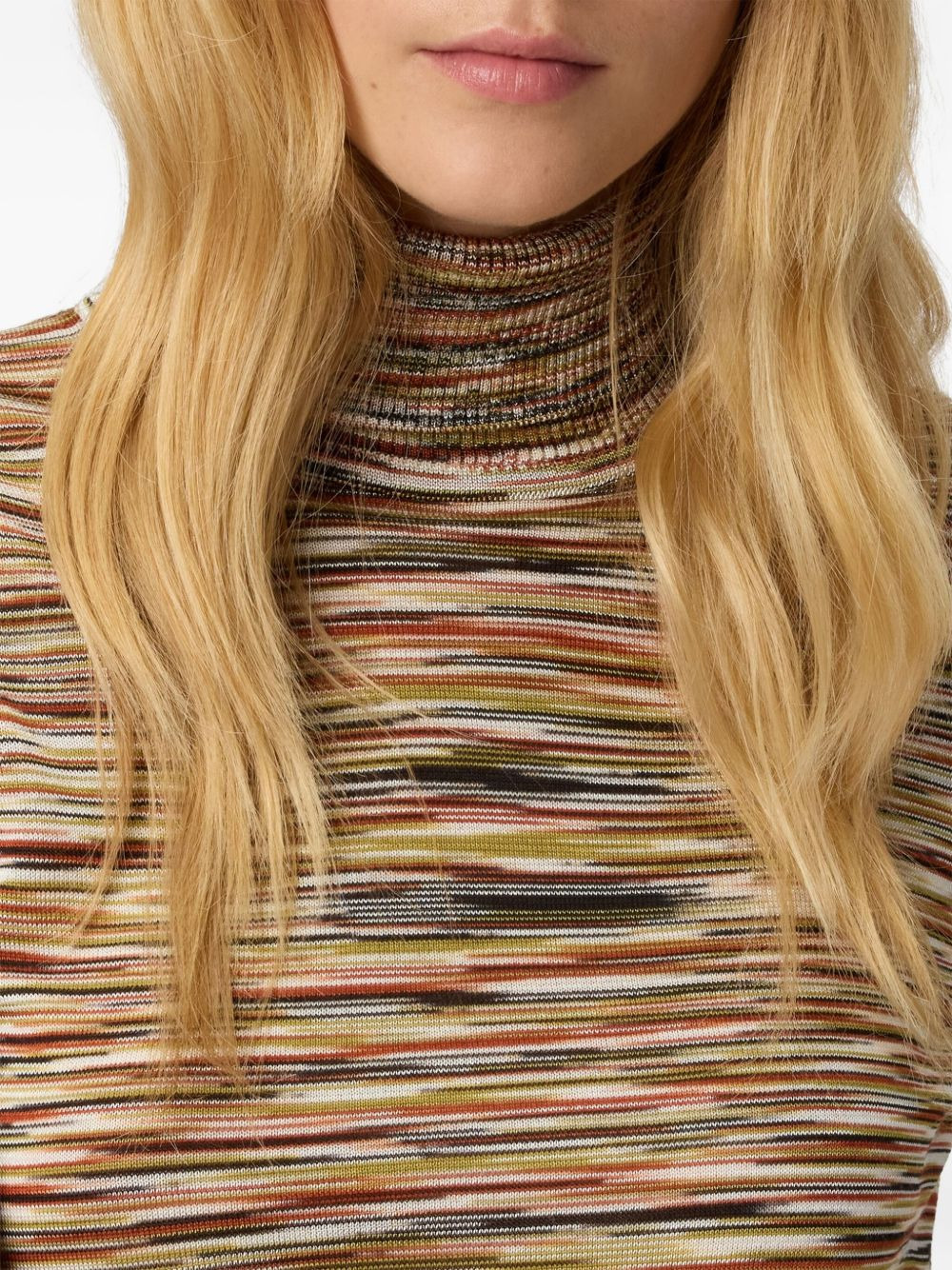 stripe-pattern turtleneck sweater - 4