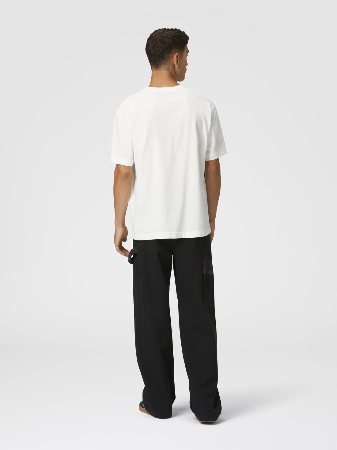 Denim cargo trousers with chevron knit inserts - 3