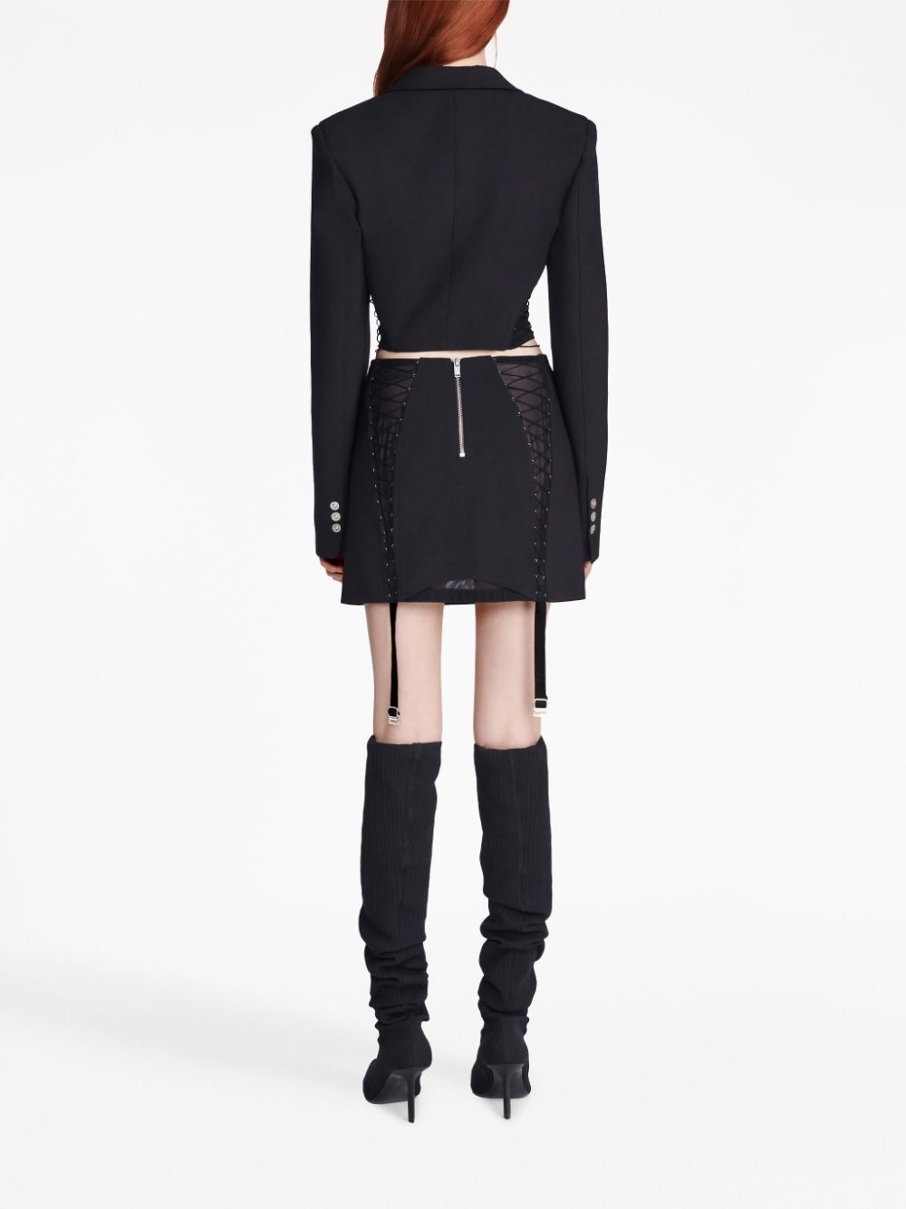 lace-up sheer miniskirt - 4