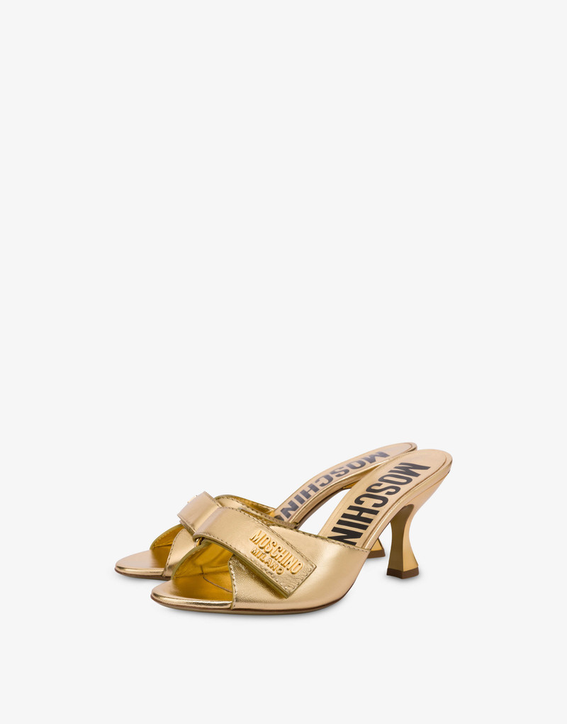 METAL LOGO FOILED CALFSKIN SANDALS 1