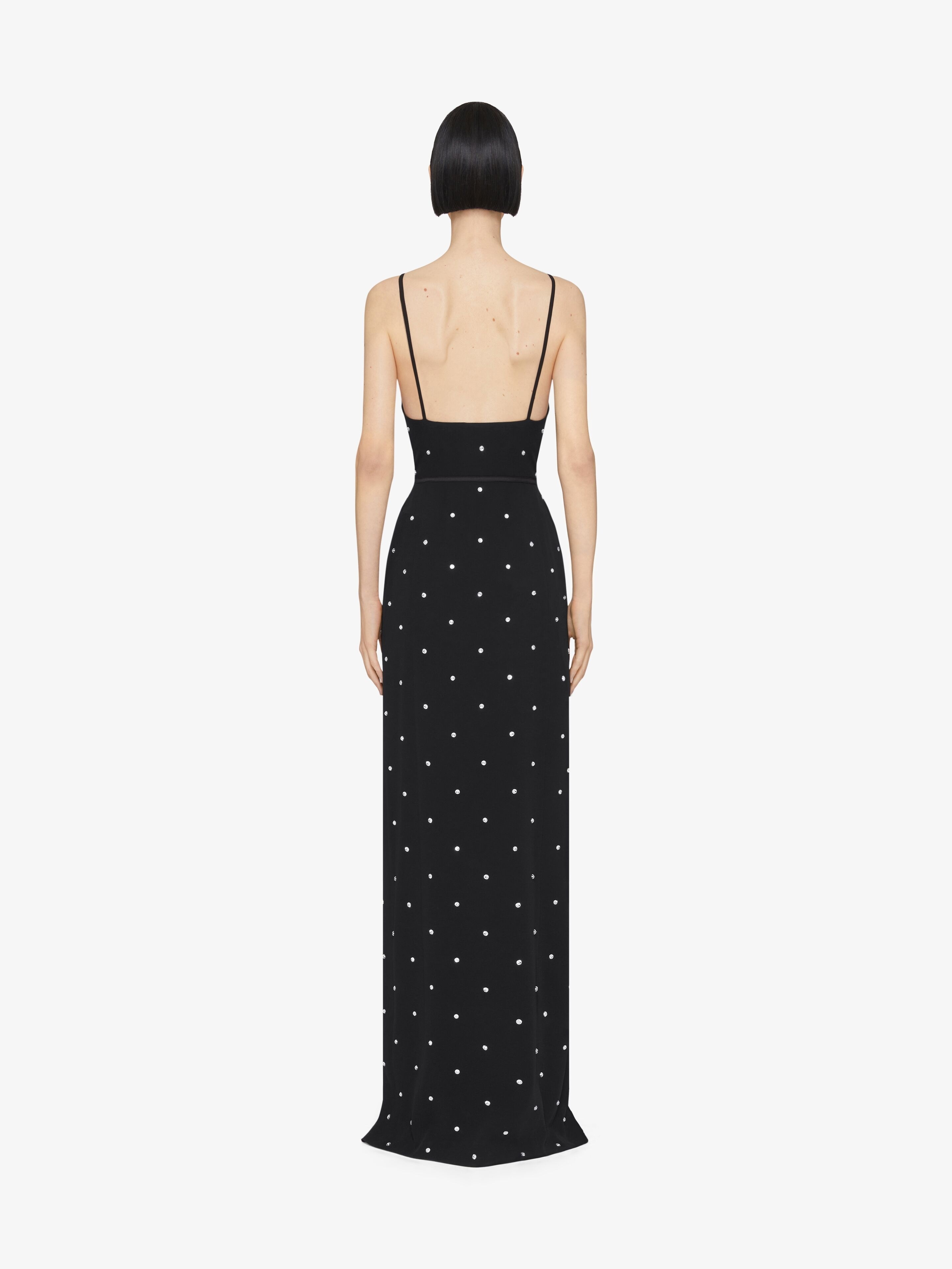 VOYOU EVENING DRESS IN CREPE AND SATIN WITH CRYSTALS - 4