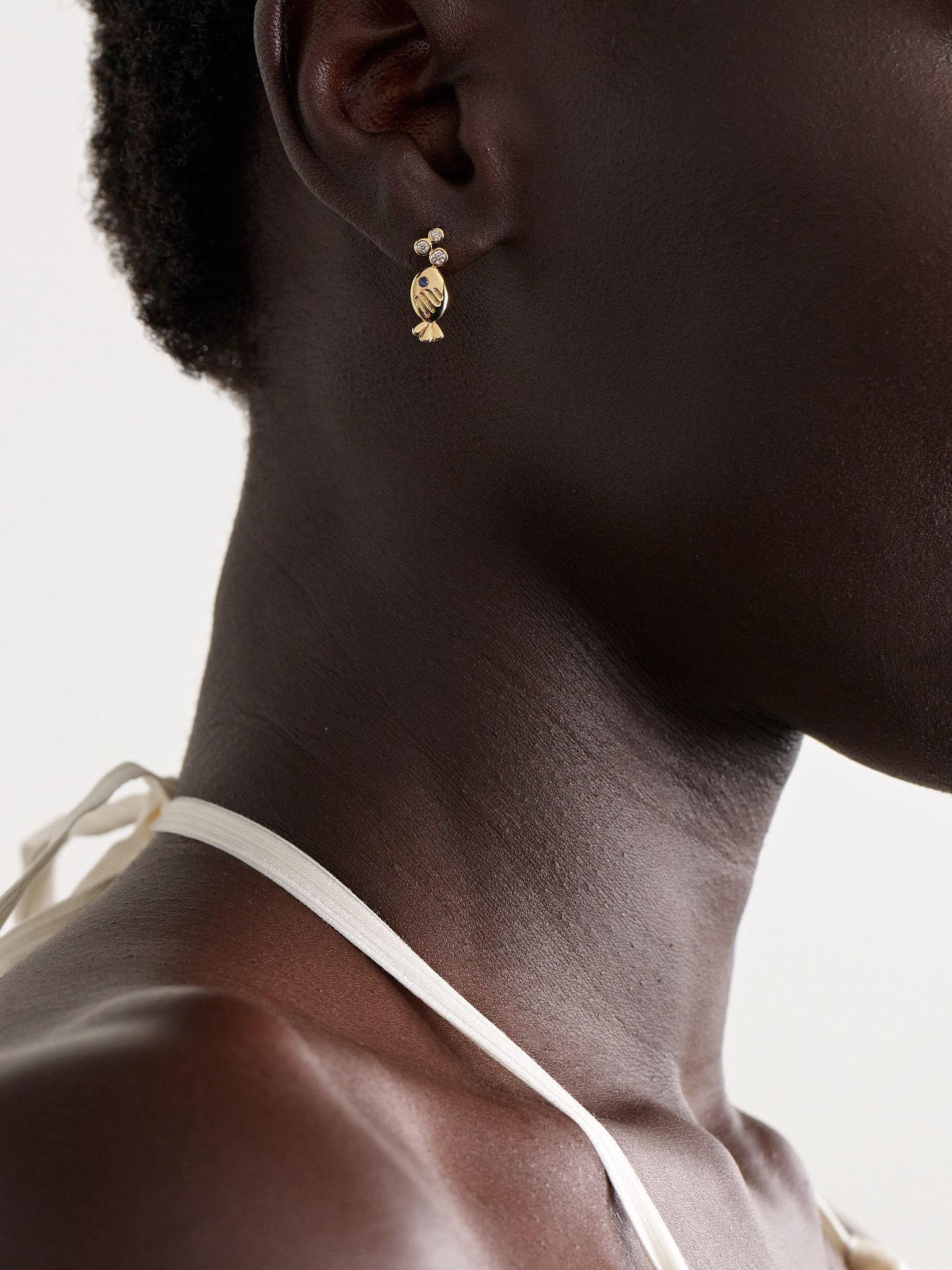 Sous L’Eau 9-karat gold, diamond and sapphire earrings Gold - 2