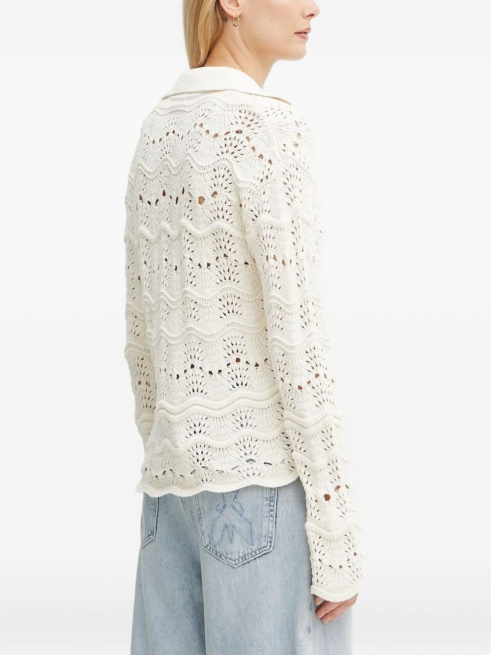 open-knit collared sweater - 2