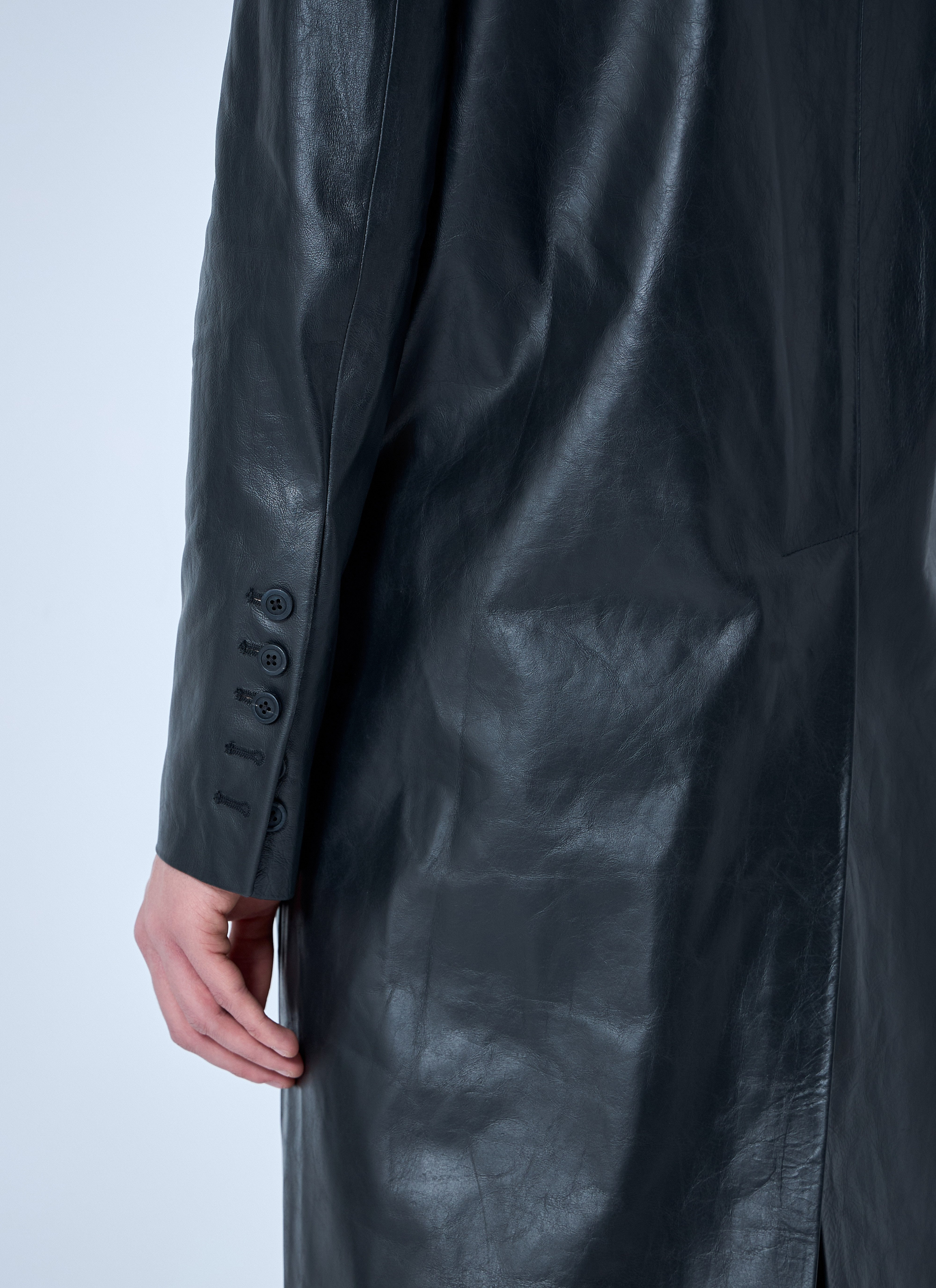 Rick Owens Men Leather Lido Coat - 6
