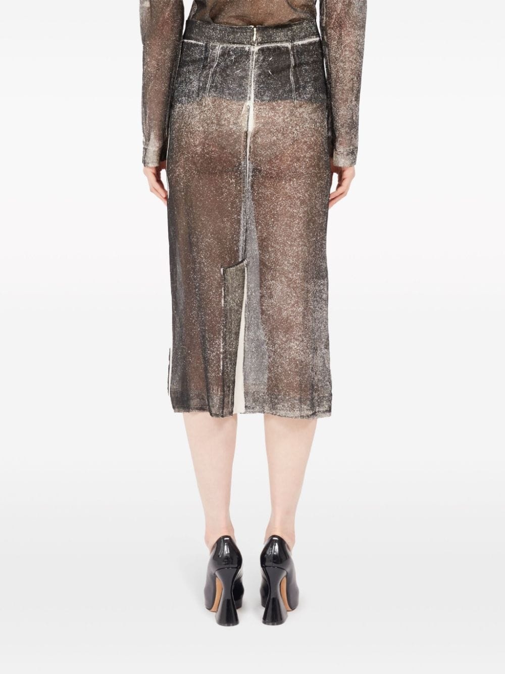 Serigraphic-print silk skirt - 6