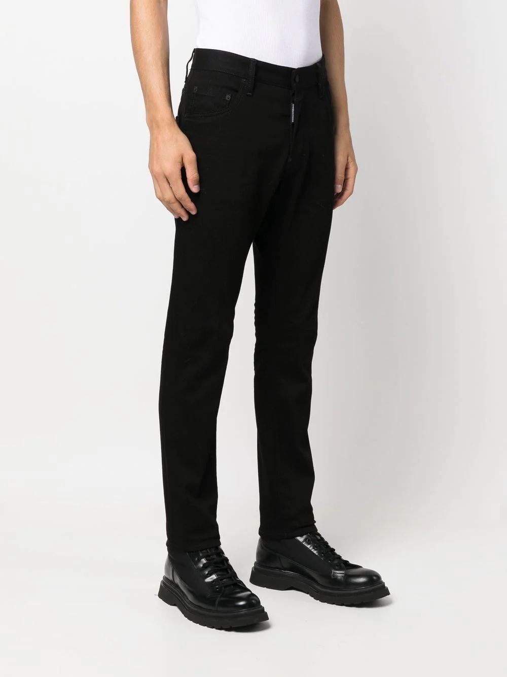 logo-patch slim-cut trousers - 3