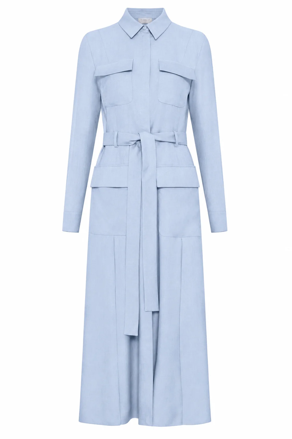 Meyer Shirtdress in Powder Blue Wool Cashmere Flannel - 1