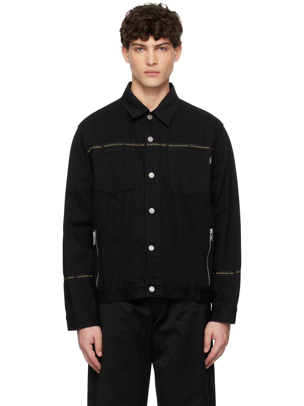Black Pocket Denim Jacket - 1