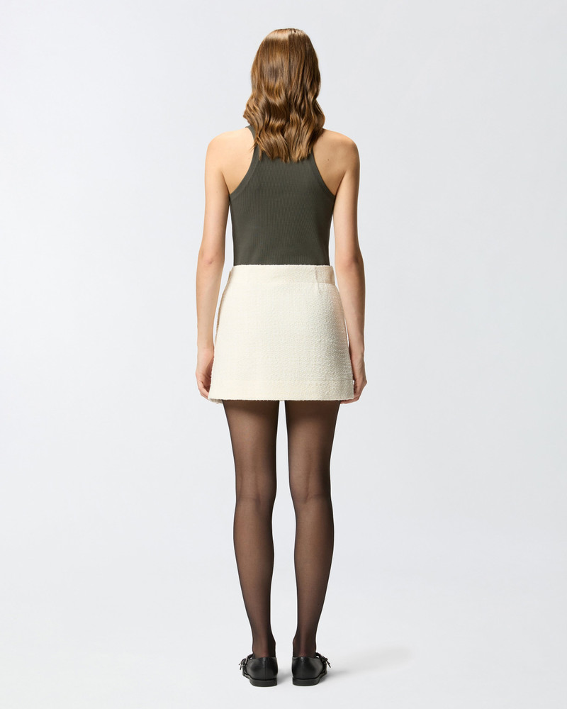COTTON AND WOOL BOUCLÉ MINI WRAP SKIRT 5