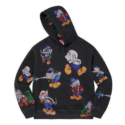 Supreme Elephant Hooded Sweatshirt 'Black White Blue' SUP-FW22-005 - 1