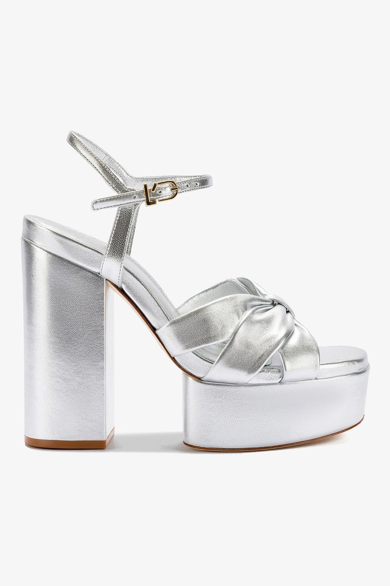 Vivienne Platform Sandal In Silver Metallic Leather 1