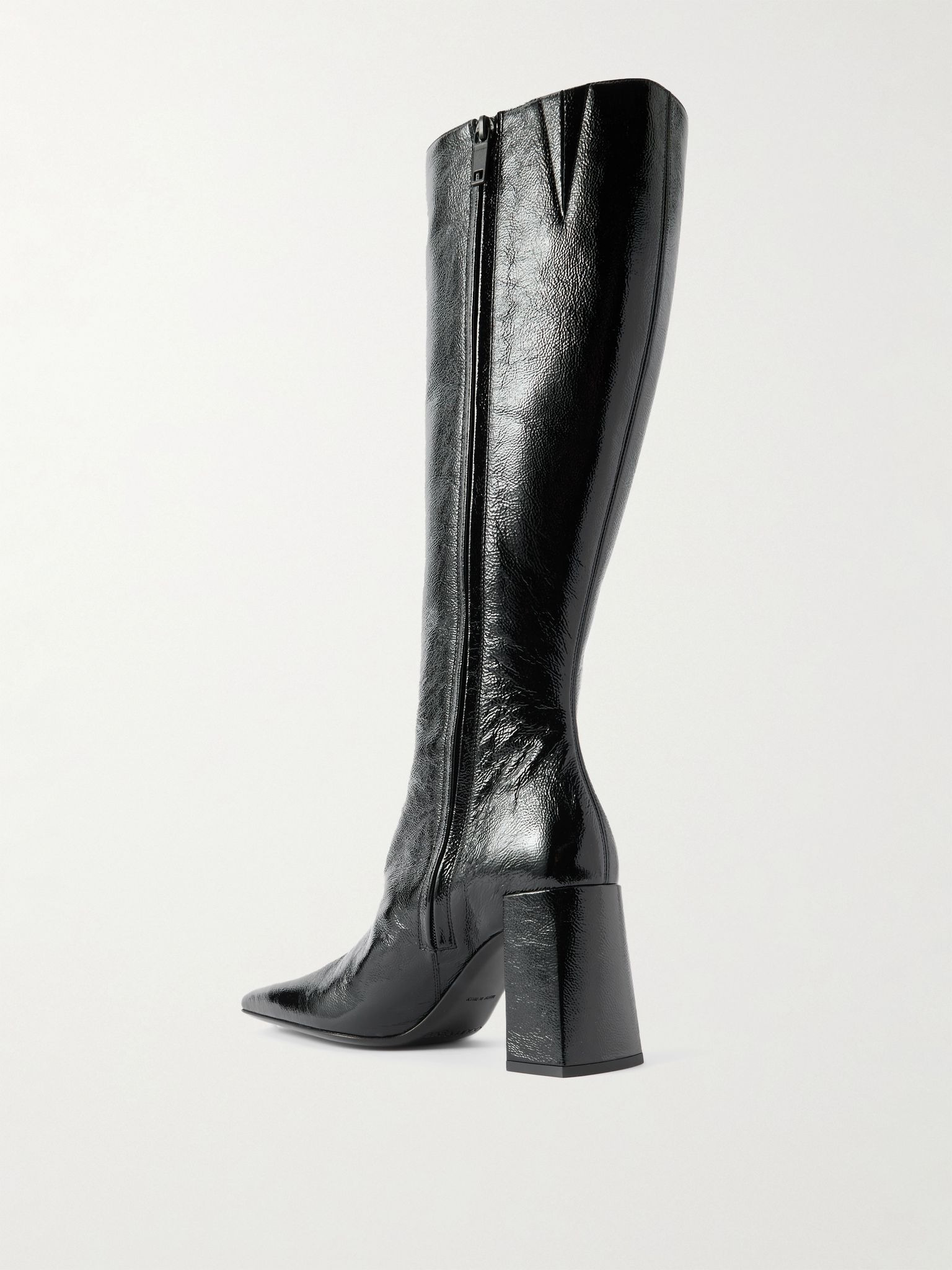 Heritage crinkled patent-leather knee boots Black - 3