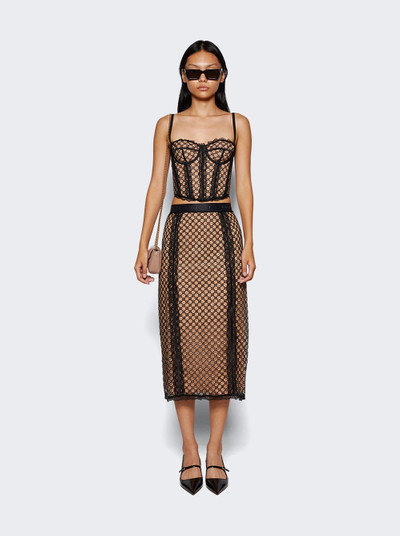 GUCCI GG Net Skirt with Lace Trim Beige and Black outlook