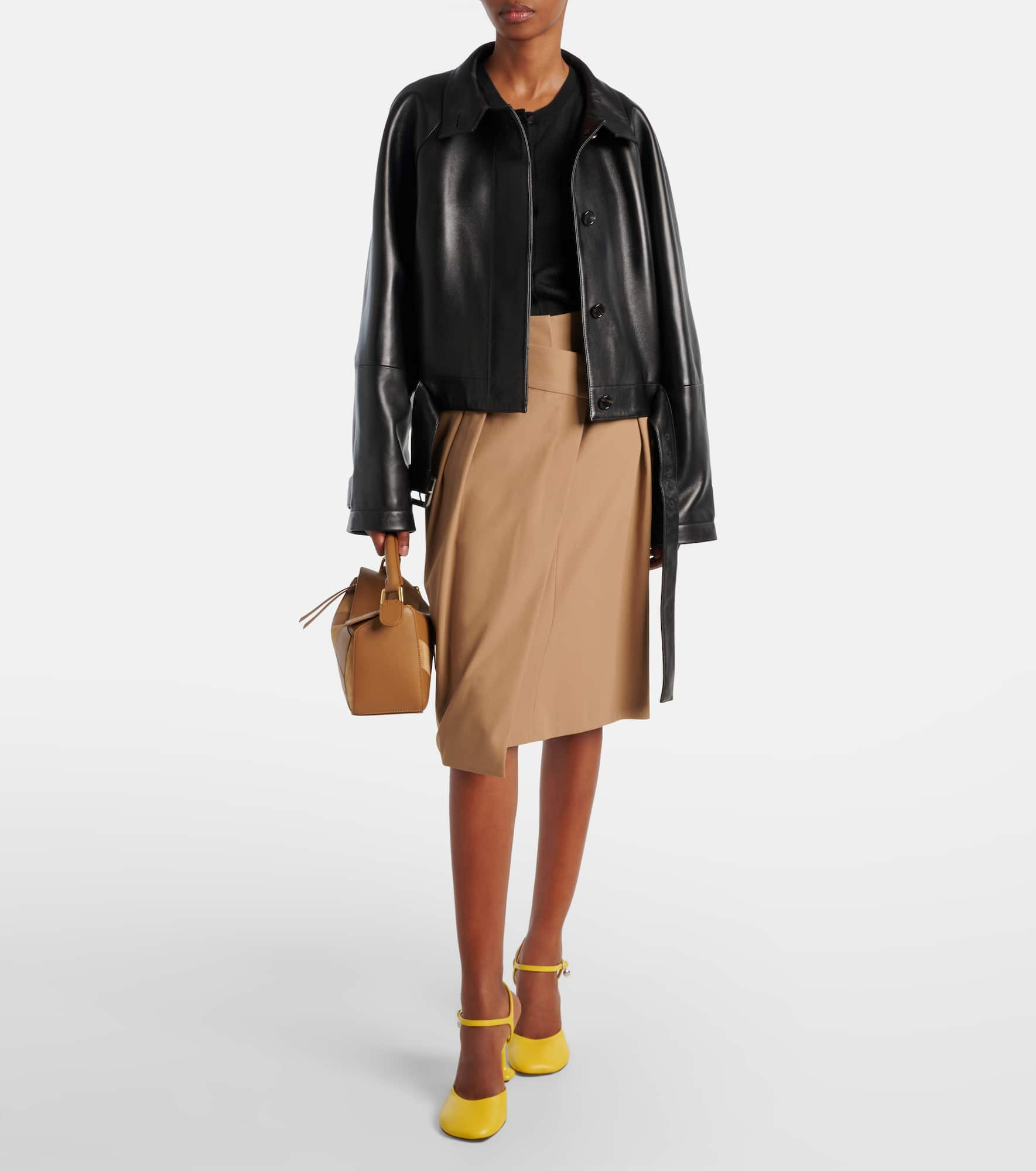 Asymmetric cotton twill midi skirt - 2