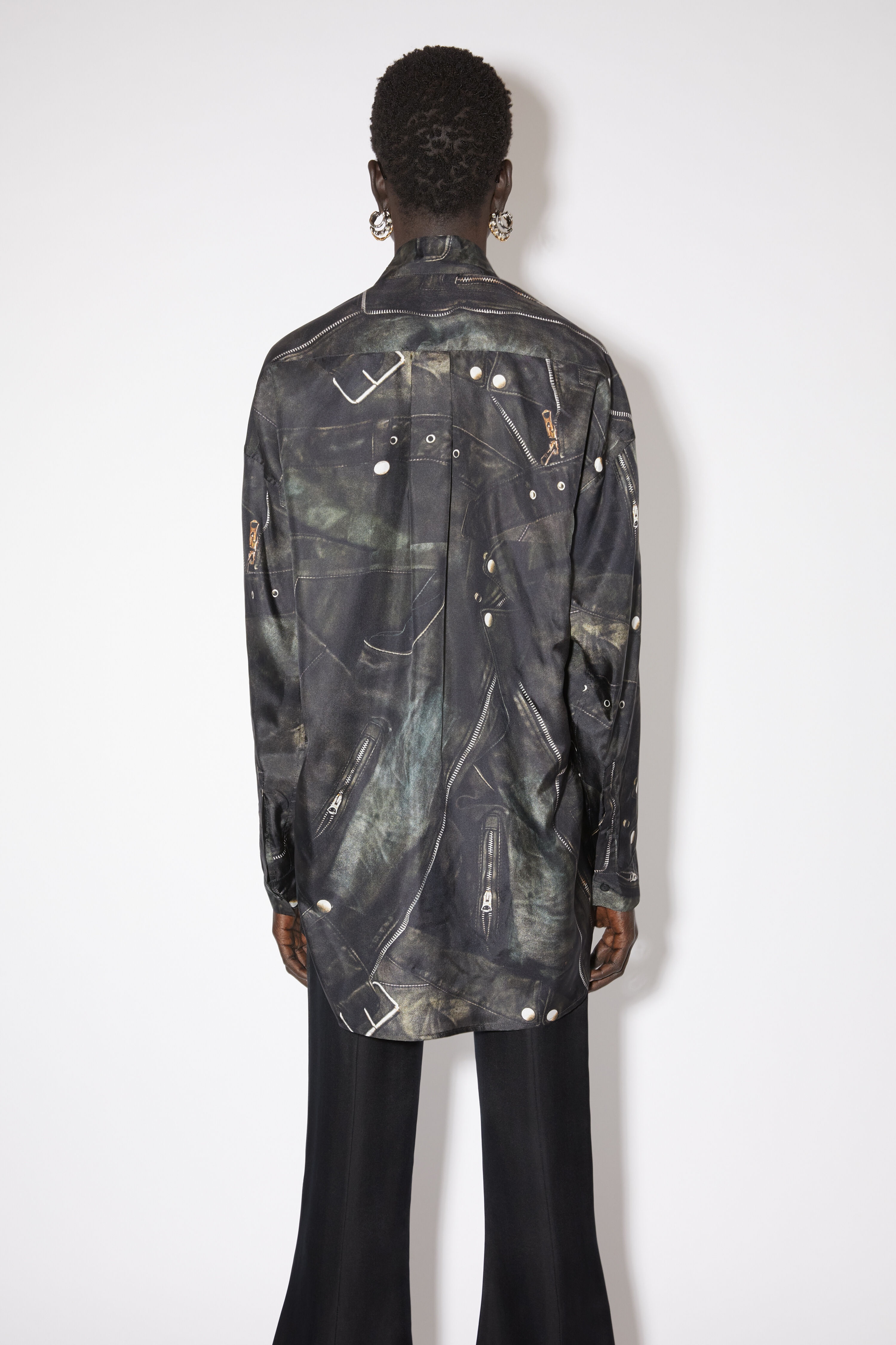 Silk print shirt - Faded black - 3